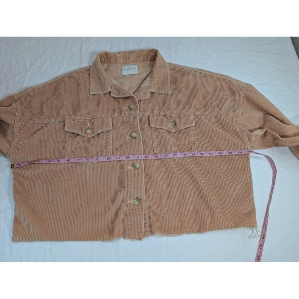AE American Eagle Cropped Corduroy Oversized Shirt Jacket Womens Size Large T8 - Picture 6 of 8